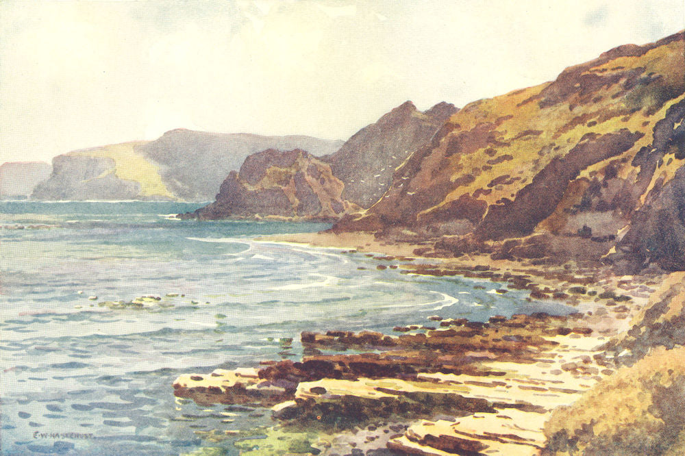 Carnelian Bay, Scarborough. Yorkshire. By Ernest Haslehust 1920 old print